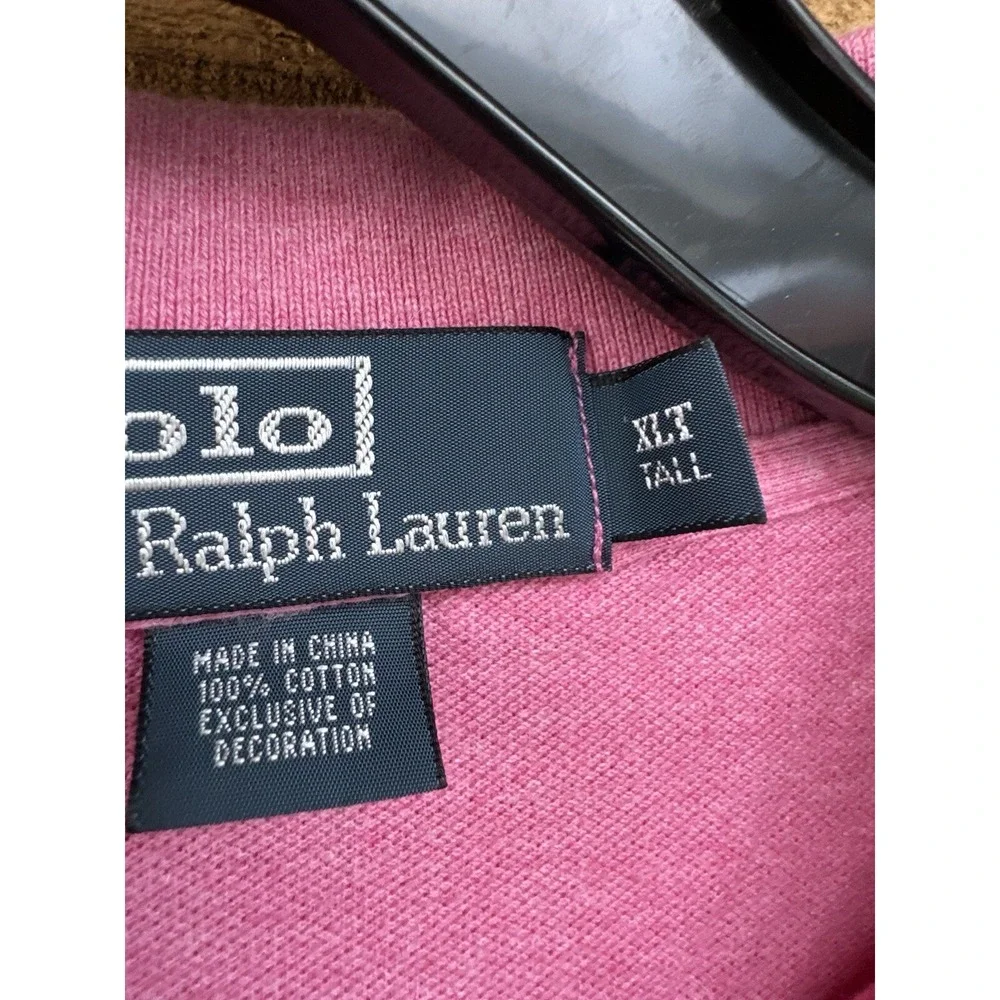 Vintage‎ 90s Pink Polo Ralph Lauren Mens Size XL Tall Blue Pony Logo Vintage